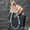 Cadena para Teléfono Estilo Ins Funda para Teléfono Hecha a Mano con Cuentas Lanyard Llavero Cadena de Moño DIY Adorno Colgante de Estrella Octagonal