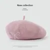 Boina de Lã Estilo Japonês com Laço para Mulheres, Moda Outono e Inverno Versátil para Circunferência Craniana Grande Rosto Afunilado Chapéu de Artista Tendência