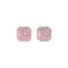 Brincos de Zircônia Geométrica Coreana em Prata 925 Agulha Cubo de Açúcar para Mulheres, Brincos Exquisitos Versáteis Elegantes com um Toque de Luxo Leve e de Alta Qualidade