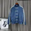 Chaqueta bordada americana de moda de alta calle, estilo retro chino de tres rayas, primavera y otoño, estilo versátil para parejas