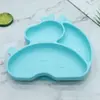 Plato de Cena de Silicona Nuevo Producto Transfronterizo Ardilla Ciervo Sika Vajilla Infantil Cuadrado Engrosado Tres Compartimentos Plato de Cena Infantil de Silicona