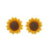 Pendientes de girasol pequeños y frescos con personalidad para niñas, de resina amarilla, muy populares en Europa y Estados Unidos, al por mayor.