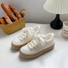 Zapatos Casuales de Nicho Americano Baikwang Ins Trendy Casual Combinables Zapatos Blancos 2024 Nuevos Zapatos de Mujer B- 9391