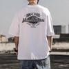 Nova Camiseta Estampada de Manga Curta para Meninos Tendência Ins Estilo Hong Kong Verão Marca Tendência Camiseta Solta de Meia-Manga Top Tendência Nacional