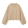 Atacado de Fabricantes de Roupas Femininas Transfronteiriças Novos Produtos 2026 Estilo Europeu e Americano Jaqueta Bomber Casual da Moda de Manga Comprida com Gola Redonda
