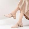 2025 Zapatillas de media bota Baotou para mujer, Verano para uso exterior, Sandalias de doble uso de celebridad de internet, Zapatos casuales de punta, Tacón medio, Flats de tacón grueso