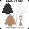 Etiquetas de regalo de Navidad, etiquetas negras y marrones con forma de árbol de Navidad con cordel, etiquetas en blanco de papel kraft para hacer tú mismo