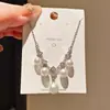 Corrente Luar Branco~Colar de Pérola Quadrada de Zircônia Estilo Francês Versátil Simples Corrente para Clavícula Cadeia de Pescoço de Luxo Leve Nicho