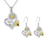 Collar con Colgante de Girasol Corazón Cruzado Grabado Eres Mi Rayo de Sol Collar de Abejita con Goteo de Aceite Juego de Joyería de Aretes