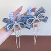 Tiara de Laço em Jeans Princesa Crianças Grampo de Cabelo Menina Pequena Faixa de Cabelo com Pérolas Corda de Cabelo para Meninas Elástico que Não Machuca o Cabelo
