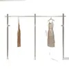 Estante de Exhibición para Tienda de Ropa Estante de Acero Inoxidable Estante de Exhibición Tienda de Ropa para Mujer Perchero de Pie Estante de Exhibición con Barra Colgante Lateral para Ropa