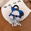 Presilha de cabelo com laço estampado em acrílico, luxo leve e alta moda, pinça de garra estilo étnico, design único, acessório de cabelo de nicho para mulheres
