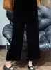 Pantalones Casuales de Terciopelo Negro de Alta Gama para Mujer, Nuevo Estilo Otoño Temprano 2026, Pantalones de Pierna Ancha Ajustados Súper Populares, Pantalones Largos Adelgazantes y Versátiles