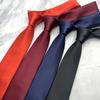 Corbata estrecha de estilo coreano, de poliéster teñido en hilo de alta densidad, color liso, simple, 6 cm, negra, azul marino, vino tinto