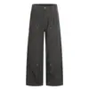 Pantalones de Trabajo Retro Americanos 11Kn para Hombres y Mujeres, Corte Holgado con Diseño de Retazos, Remaches y Pliegues, Pantalones Casuales de Pierna Recta para Leñador