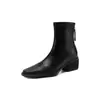 Botas Delgadas de Estilo Británico con Suela Silenciosa para Viajes de Invierno 2026 con Tacón Medio Grueso Cuadrado de Piel de Oveja Elásticas para Ceñir la Pierna para Mujer