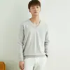 Cross2026 Otoño Invierno Nuevo Suéter de Punto para Hombre Cuello Redondo Holgado Jersey de Moda Cuello en V Capa Base Versátil