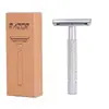 RZACLEA Navaja de Seguridad Manual de Aleación de Zinc, Cuchilla Reemplazable de Filo Único Doble, Plateado Oro Rosa Negro Afeitadora para Barba de Hombre