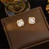 Pendientes Colgantes Anillo Rectangulares de Lujo Ligero 18K Temperamento Fresco Moda de Alta Gama Versátiles Accesorios de Joyería Venta al por Mayor