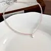 Colar de Coração de Zircônia com Cristais Delicado e Clareador para o Verão Gargantilha Simples Versátil Corrente para Clavícula Fofa e Delicada para Mulheres