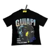 GUAPI Camiseta de Manga Curta Tendência Verão Estampa Direta em Tinta Branca Logo Cyber Estampa de Aranha Strass para Homens e Mulheres