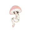 Broche Desenho Animado Transfronteiriço Cogumelo Fofo Segurando uma Faca, Distintivo Metálico Divertido de Animal e Planta, Acessório de Roupa, Pino de Esmalte