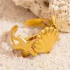Anillo de Acero Inoxidable Transfronterizo Estilo Marino Concha Estrella Anillo Abierto Popular Europeo y Americano Pulsera de Estrella de Mar Ajustable