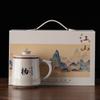 Caneca de Chá de Cerâmica Estilo Chinês com Tampa para Uso no Escritório, com Separação de Chá e Água, Caneca Personalizada para Escritório