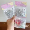 Elástico de Cabelo Infantil Prata com Laço de Pérola para Meninas, Scrunchie Pequeno Doce e Descolado, Elástico de Cabelo para Bebê que Não Danifica o Cabelo, Corda de Cabelo Durável
