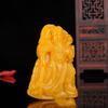 Xinjiang Hotan Huanglong Jade Guanyin Buda Colgante Colgante Oro Seda Jade Huangyu Guanyin Collar de Hombre Jade Colgante Hojas