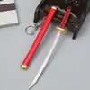 Surroundings de One Piece Estilo de Três Espadas de Zoro Caminhada na Neve Fantasma Che Um Texto Modelo de Arma de Luo Chaveiro de Faca com Bainha de Liga