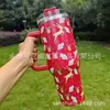 Copo de Carro de 40oz com Alça, Copo Térmico com Canudo, Copo de Gelo para Manter Frio Montado no Carro, Copo de Água para Festas de Natal