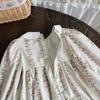 Ropa Importada para Niñas Vestido Estampado Ruched Estilo Francés Colección Primavera 2026 Dulce Vestido de Princesa con Cuello de Muñeca Manga Larga