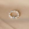 Anel de pérola de água doce natural simples e requintado Tiki Real Shot feminino Ins estilo coreano diamante completo redondo bola estômago corda anel