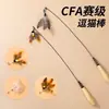 Juguete de Caña Larga para Gatos CFA Grado Competencia, Juguete para Gatos Insecto Volador Pequeño Cabezal de Repuesto de Pluma Resistente a Mordiscos Suministros para Gatitos Entretenimiento Propio para Gatos