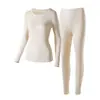 Ropa Interior Térmica de Cachemira y Seda para Mujer, Terciopelo Alemán de Invierno Calentamiento y Protección contra el Frío, Conjunto de Capa Base Forrado de Vellón y Engrosado