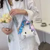 Bolso tejido a mano de HelloKitty bolsa de material casera para hacer tú mismo bolso bandolera de gato KT para regalo de novia novias