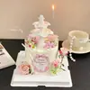 2026 Festival Qixi Dia dos Namorados Poço dos Desejos Coração Anjo Decoração de Bolo Ornamento Estilo Europeu Retrô Buquê de Flores Topper de Cartão