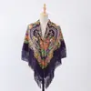 Nuevo Chal de Estilo Étnico Ruso Más Vendido de Tamaño Grande con Borlas y Estampado de Corazón, Bufanda de Viaje Protectora del Sol en Estilo Retro