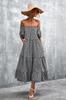 Colección Nueva Primavera/Verano 2026 Wish Sitio Independiente Ebay Bestseller Clásico Vestido a Cuadros Off-Shoulder con Dobladillo Amplio para Mujer