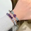 Pulsera de Cuero con Piedra Natural de Ágata de Cristal Completa Diamantada Estilo Moderno Personalizado para Mujer Versátil de Nicho Pulsera Passepartout