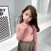 26 Camiseta de Manga Longa com Babados Estilo Primavera e Outono Versão Coreana Camiseta Básica Top Quente Infantil Transfronteiriço em Estoque