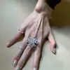 Anillo de declaración plateado con cuentas de imitación de cristal blanco tipo fuegos artificiales para mujer, anillo de banda ancha lisa apilable para el dedo índice, accesorio exquisito