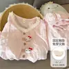 Pijama Cartoon Japonês para Mulheres, Primavera e Outono, com Bojo, Algodão Nuvem, Manga Longa, Solto, Fofo, Romântico, Conjunto para Casa