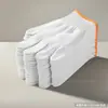 Luvas Grossas de Proteção do Trabalho, Resistentes ao Desgaste, para Uso em Canteiros de Obras, Trabalho em Fábrica, Industriais, de Fio de Algodão Branco, Antiderrapantes