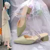 Sandalias de Tacón Grueso Versátiles y de Uso Bidireccional 2026 Nuevas Sandalias de Verano Cerradas para Mujer para Combinar con Vestidos, Zapatos de Tacón Medio para Mujer