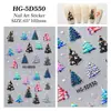 Adesivos de Unha Embossados de Árvore de Natal Transfronteiriços, Lote Misto de Vários Estilos, Adesivos de Unha com Atmosfera de Natal de Inverno 3D, Modelo Hg