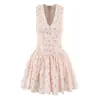 Vestido Curto Estilo Europeu e Americano Verão 2025 Feminino Fofo Estampa Floral Rosa 7591 7592
