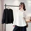 Especial 100 kg Tallas Grandes Mujer Nuevo Top Casual de Otoño con Puños Empalmados y Mangas de Campana Huecas 2682