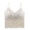 Camisola de renda com decote V e bojo embutido, push-up para seios pequenos, confortável, sexy, linda regata para as costas para mulheres
